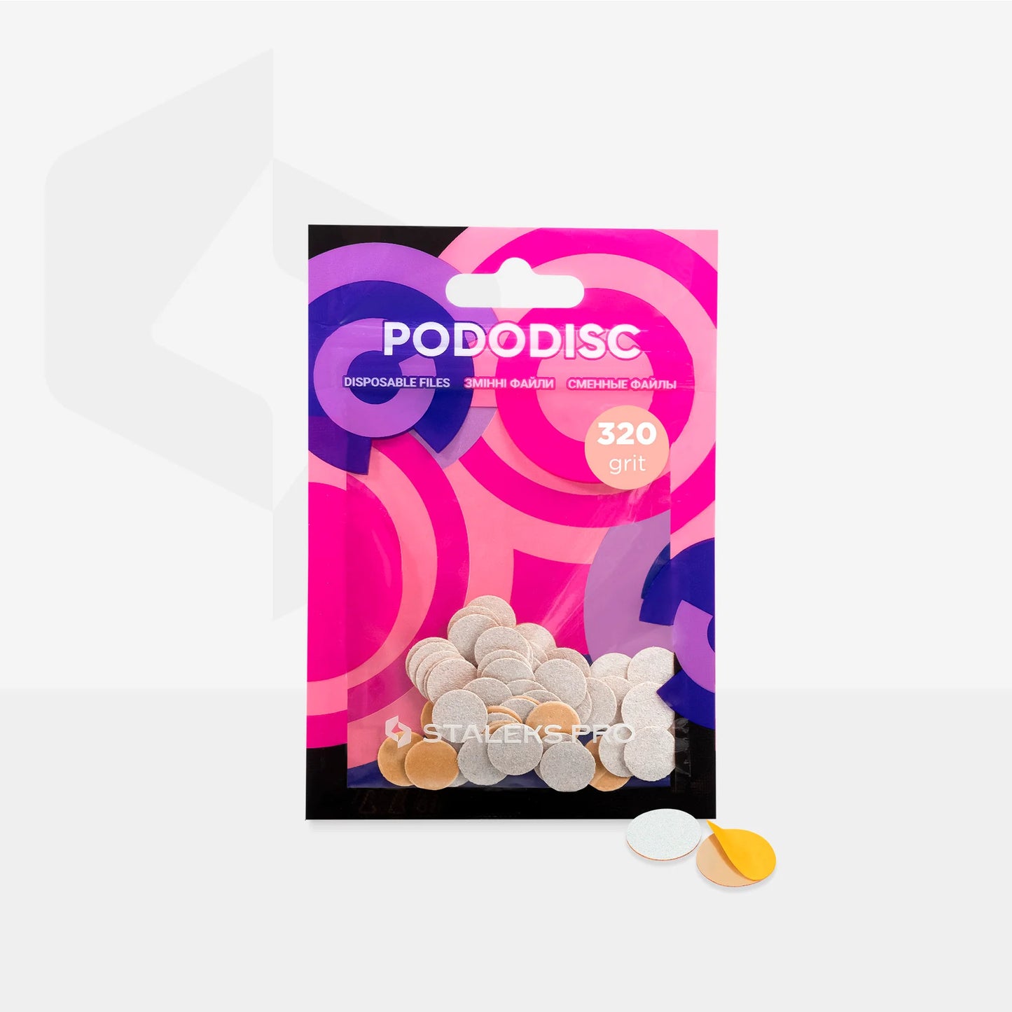 STALEKS PRO XS PODODISC WHITE REFILL PADS FOR PEDICURE DISC DISPOSABLE FILES 50 PCS PDF-10