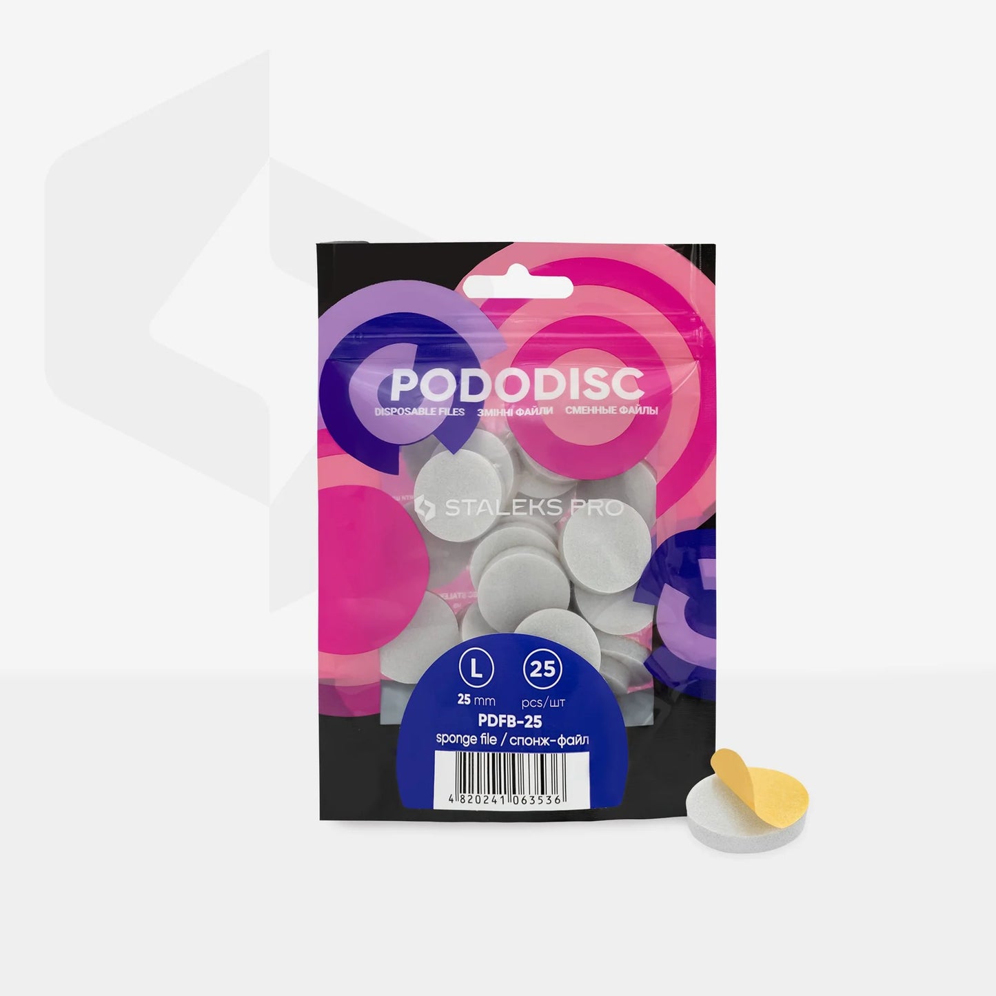 STALEKS PRO PODODISC DISPOSABLE DISC L 25 MM FILES SPONGES FOR PEDICURE 25 PCS PDFB-25